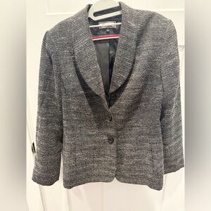 Anna Carole Black White Tweed Blazer Size 14 Career Office Jacket